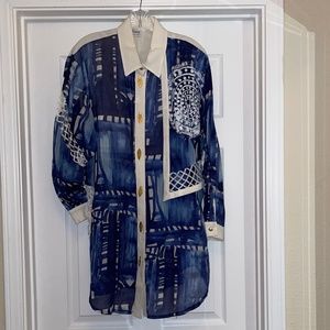 La Tierra custom design Indigo-Dyed lightweight long blouse